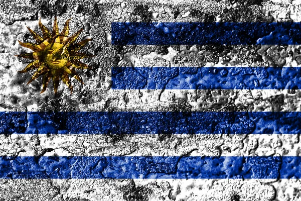 Ουρουγουάη Grunge Σκουριασμένα Μέταλλο Υφή Σημαία Σκουριά Μεταλλικό Φόντο — Φωτογραφία Αρχείου