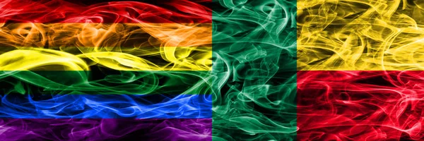 Gay Benin Smoke Flags Placed Side Side Thick Colored Silky — Stock Photo, Image