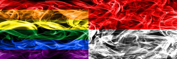 Gay Indonesia Smoke Flags Placed Side Side Thick Colored Silky — Stock Photo, Image