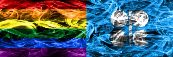 Gay Opec Smoke Flags Placed Side Side Thick Colored Silky — Stock Photo, Image