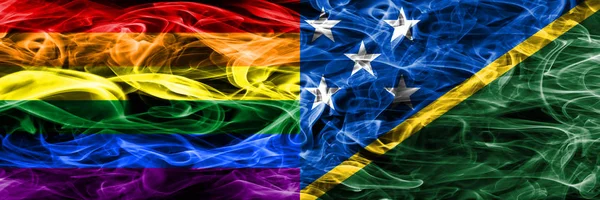Gay Salomonöarna Röker Flaggor Placeras Sida Vid Sida Tjock Färgad — Stockfoto