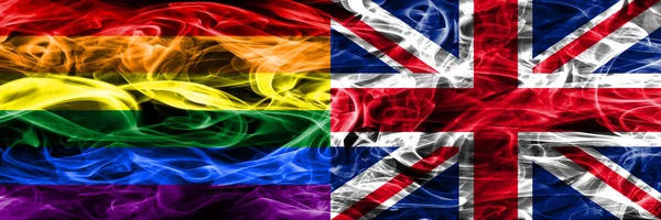 Meleg Egyesült Királyság Füst Zászlók Egymás Mellé Vastag Színes Selymes — Stock Fotó