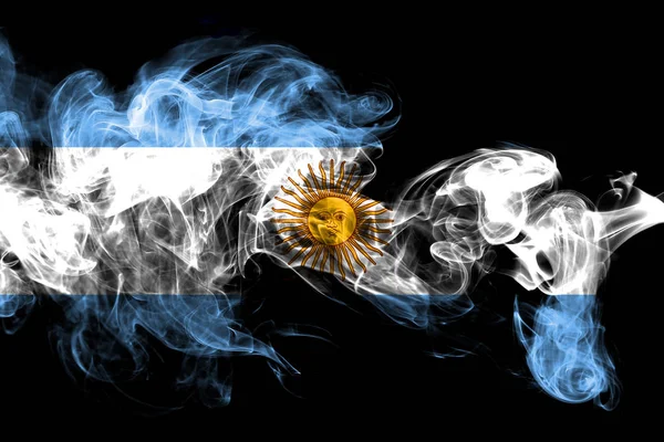 Argentina Flagga Tillverkad Färgad Rök Isolerad Svart Bakgrund Abstrakta Silkeslen — Stockfoto