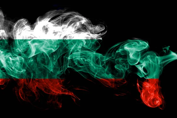 Bulgarien Flagga Tillverkad Färgad Rök Isolerad Svart Bakgrund Abstrakta Silkeslen — Stockfoto