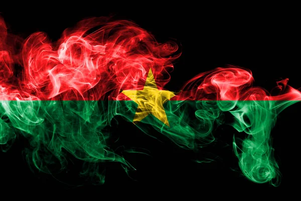 Státní Vlajka Burkiny Faso Vyrobené Barevného Kouře Izolované Černém Pozadí — Stock fotografie