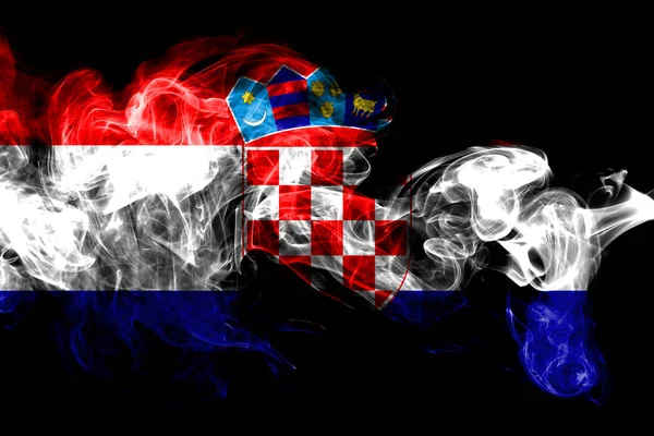 Bandera Nacional Croacia Hecha Humo Color Aislado Sobre Fondo Negro —  Fotos de Stock