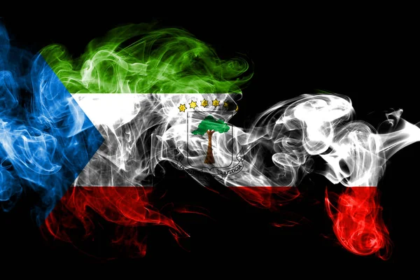 National Flag Equatorial Guinea Made Colored Smoke Isolated Black Background — Stock Photo, Image