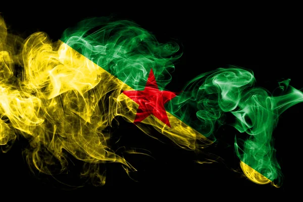 Francia Guyana Zászlaja Készült Színes Füst Elszigetelt Fekete Háttér Háttér — Stock Fotó