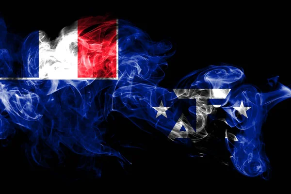 Nationalflagge Der Südlichen Und Antarktischen Länder Frankreichs Aus Farbigem Rauch — Stockfoto