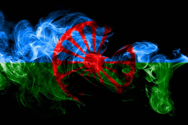National Flag Gipsy Made Colored Smoke Isolated Black Background Abstract — Stock Photo, Image