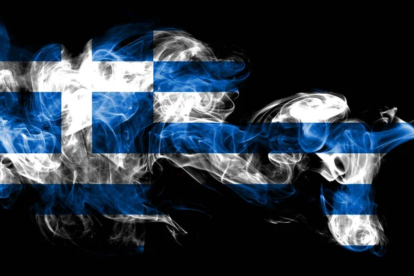 Государственный Флаг Греции Сделан Цветного Дыма Выделенного Черном Фоне Абстрактный — стоковое фото