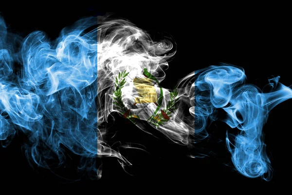 Nationalflagge Guatemalas Aus Farbigem Rauch Isoliert Auf Schwarzem Hintergrund Abstrakte — Stockfoto