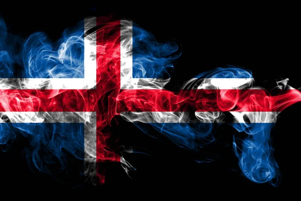 Bandera Nacional Islandia Hecha Humo Color Aislado Sobre Fondo Negro —  Fotos de Stock