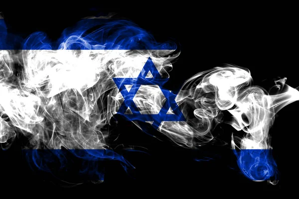 National Flag Israel Made Colored Smoke Isolated Black Background Abstract — Stock Photo, Image