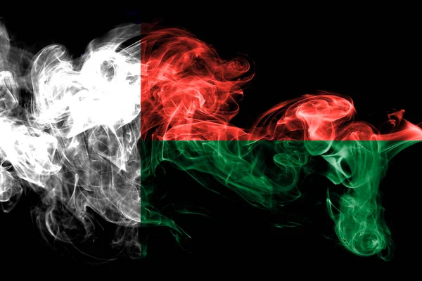 Madagaszkár Zászlaja Készült Színes Füst Elszigetelt Fekete Háttér Háttér Absztrakt — Stock Fotó