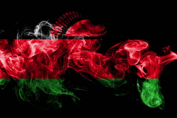 Bandeira Nacional Malawi Feita Fumaça Colorida Isolada Fundo Preto Abstrato — Fotografia de Stock