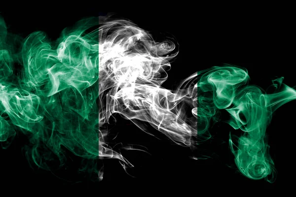 Національний Прапор Нігерії Зроблені Кольоровим Димом Ізольовані Чорному Тлі Анотація — стокове фото
