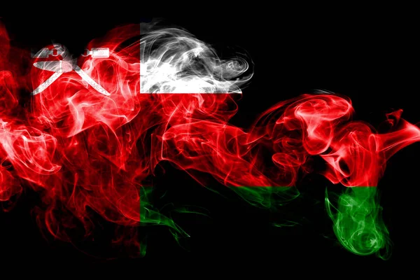 Національний Прапор Оману Зроблені Кольоровим Димом Ізольовані Чорному Тлі Анотація — стокове фото