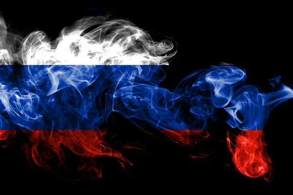 Rusya'nın ulusal bayrak renkli duman siyah arka plan üzerine izole yapılmış. Soyut ipeksi dalga arka plan.