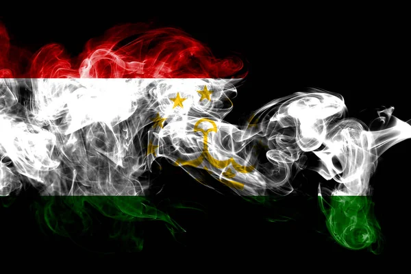 Государственный Флаг Таджикистана Сделан Цветного Дыма Выделенного Черном Фоне Абстрактный — стоковое фото