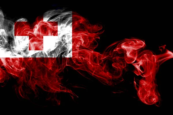 Nationalflagge Der Tonga Aus Farbigem Rauch Isoliert Auf Schwarzem Hintergrund — Stockfoto