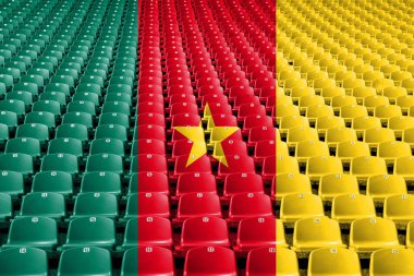 Kamerun bayrağı stadyum koltukları. Spor rekabet kavramı