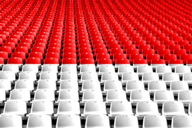 Endonezya bayrağı stadyum koltukları. Spor rekabet kavramı