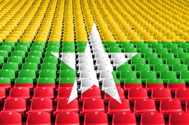 Myanmar bayrağı stadyum koltukları. Spor rekabet kavramı