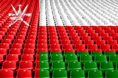 Umman bayrağı stadyum koltukları. Spor rekabet kavramı