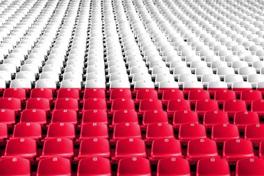 Polonya bayrağı stadyum koltukları. Spor rekabet kavramı