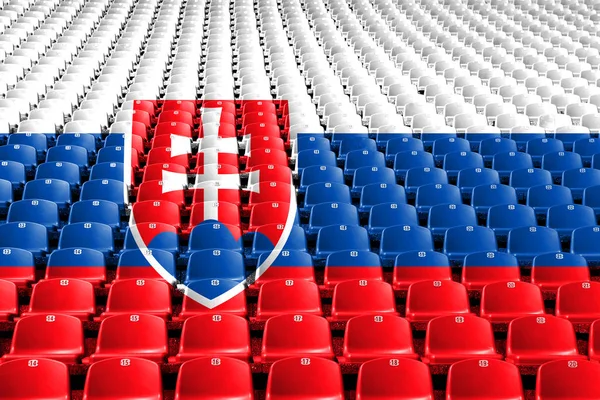 Slovakya bayrağı stadyum koltukları. Spor rekabet kavramı