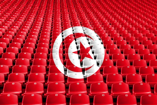 Tunus Bayrağı Stadyum Koltukları Spor Rekabet Kavramı — Stok fotoğraf