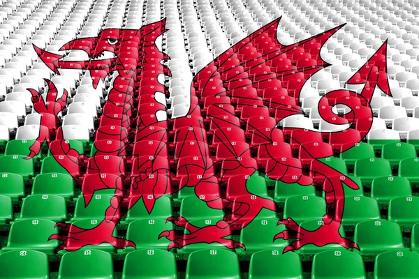 Wales Vlag Stadion Zitplaatsen Sport Concurrentie Concept — Stockfoto