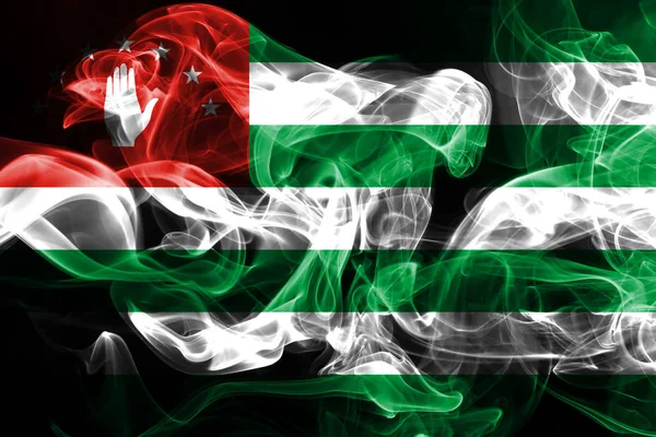 Nationalflagge Von Abchasien Aus Farbigem Rauch Isoliert Auf Schwarzem Hintergrund — Stockfoto