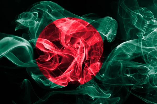 Bangladesh Flagga Tillverkad Färgad Rök Isolerad Svart Bakgrund — Stockfoto