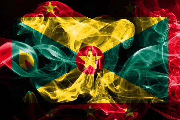 Національний Прапор Гренади Зроблені Кольоровим Димом Ізольовані Чорному Фоні — стокове фото