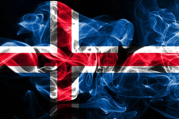 Bandera Nacional Islandia Hecha Humo Color Aislado Sobre Fondo Negro —  Fotos de Stock