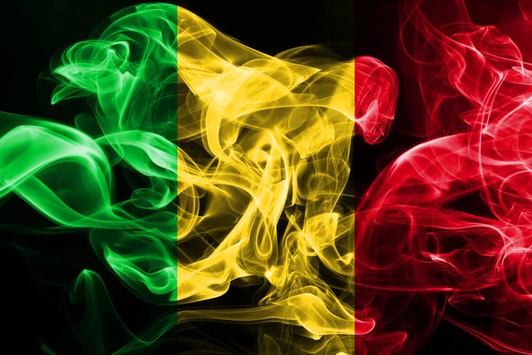 National Flag Mali Made Colored Smoke Isolated Black Background — Stock Photo, Image