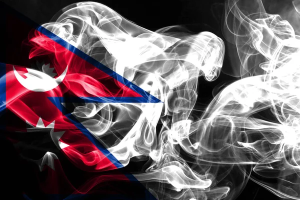 Nemzeti Zászlaja Nepál Készült Színes Füst Elszigetelt Fekete Háttér — Stock Fotó