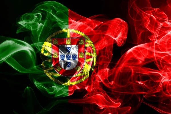 Bandera Nacional Portugal Hecha Humo Color Aislado Sobre Fondo Negro —  Fotos de Stock