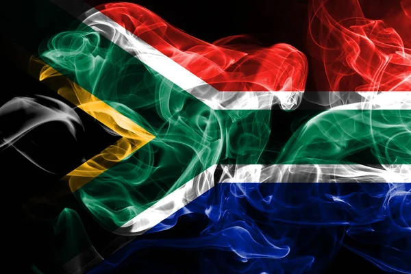 Flaga Narodowa Republiki Południowej Afryki Wykonane Kolorowych Dymu Białym Czarnym — Zdjęcie stockowe