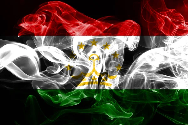 Εθνική Σημαία Του Τατζικιστάν Κατασκευασμένα Από Χρωματιστό Καπνού Που Απομονώνονται — Φωτογραφία Αρχείου