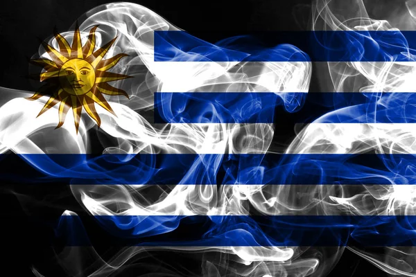 Національний Прапор Уругваю Зроблені Кольоровим Димом Ізольовані Чорному Фоні — стокове фото