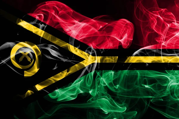 Státní Vlajka Vanuatu Vyrobené Barevného Kouře Izolované Černém Pozadí — Stock fotografie