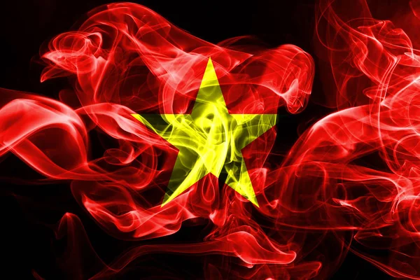 National Flag Vietnam Made Colored Smoke Isolated Black Background — Stock Photo, Image