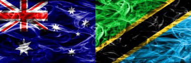 Avustralya vs Tanzanya renkli duman bayrak kalın duman yapılan