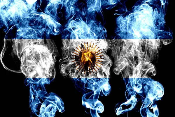 Bandera Nacional Argentina Hecha Humo Color Aislado Sobre Fondo Negro — Foto de Stock