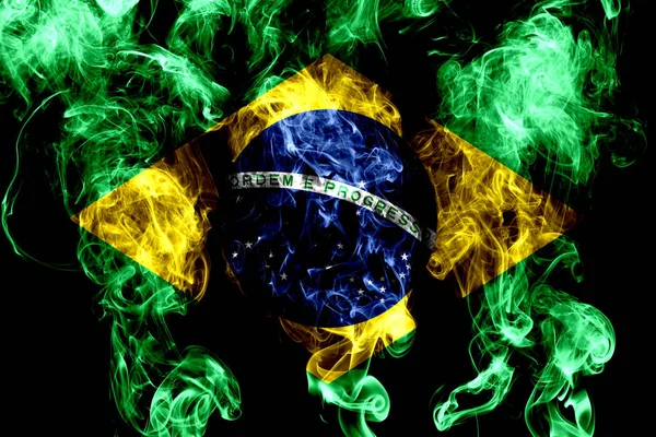 Bandera Nacional Brasil Hecha Humo Color Aislado Sobre Fondo Negro —  Fotos de Stock