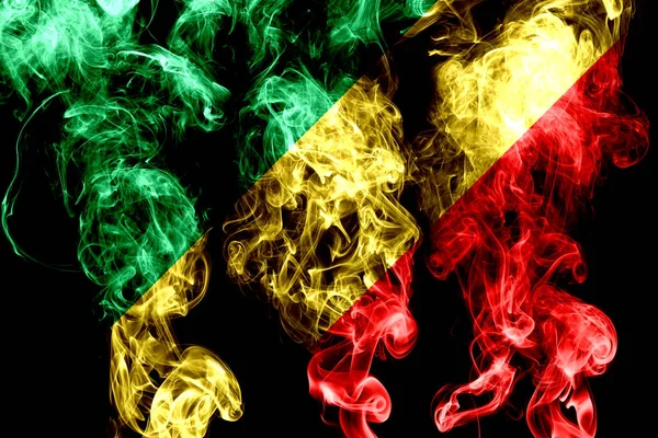 Bandeira Nacional Congo Feita Partir Fumaça Colorida Isolada Fundo Preto — Fotografia de Stock