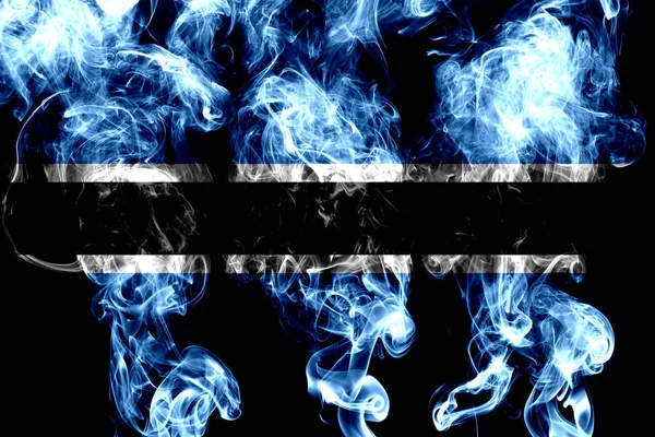 博茨瓦纳国旗由黑色背景的有色烟雾制成 — 图库照片